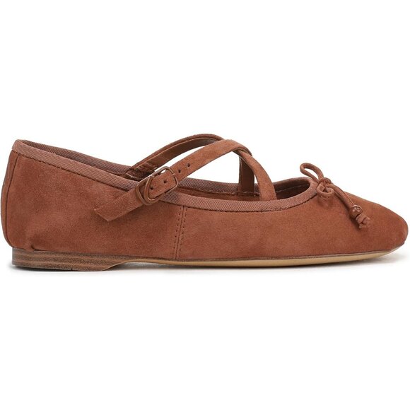 Circus NY by Sam Edelman Women's Rich Cognac Leather Cross Strap Ballet Flat - Picture 6 of 6